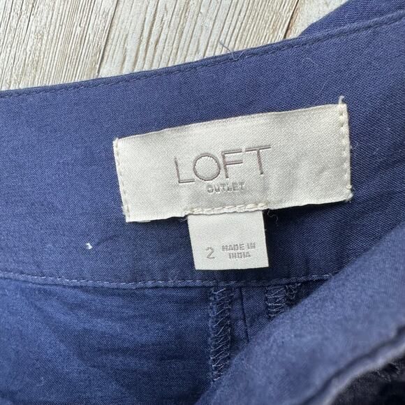 Loft Outlet Eyelet Lacew Shorts Womens Size 2 Navy Blue Scalloped Beachy Boho‎ - Picture 6 of 8